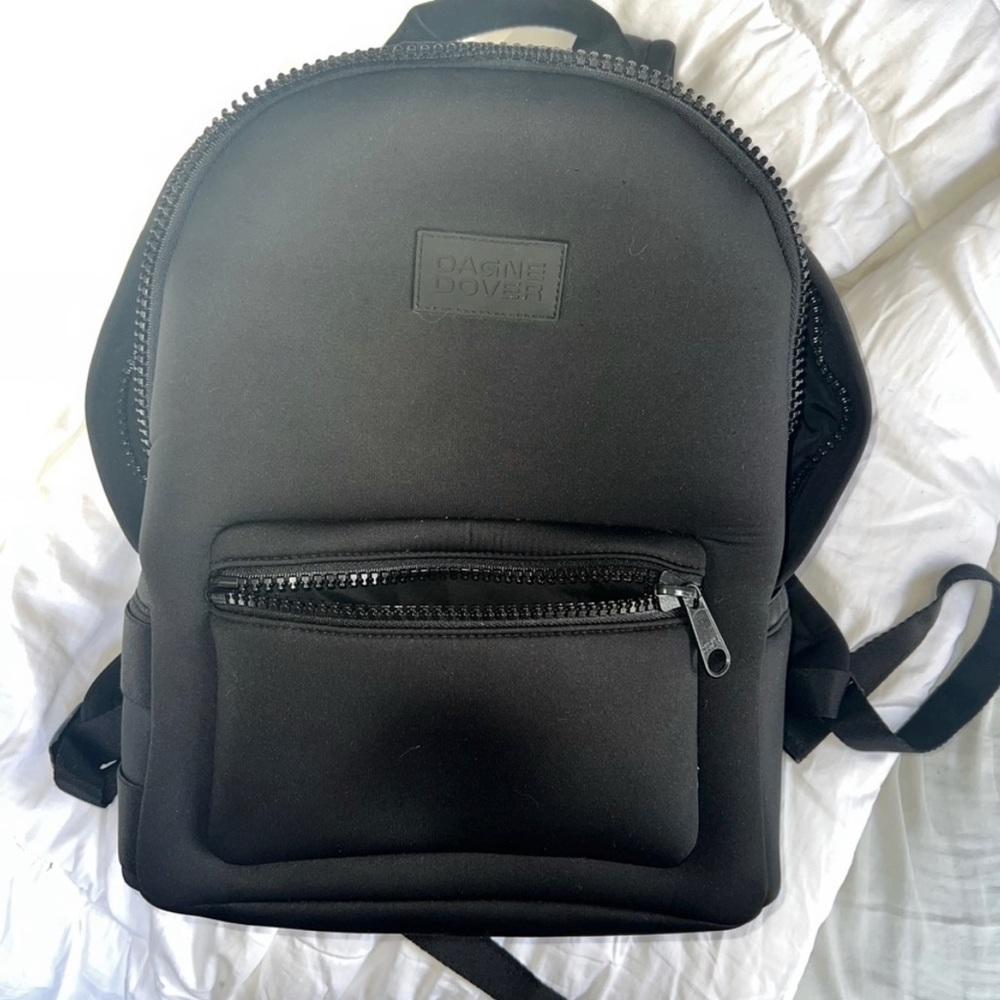 Medium Black Dagne Dover Neoprene Backpack with all accessories